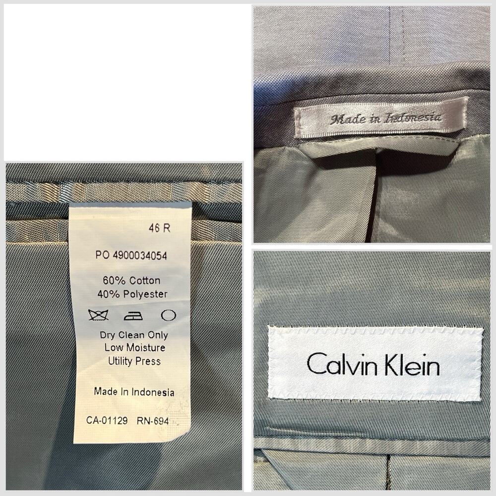 New Calvin Klein 44-46R Mens Heathered Gray Cotton Blend Casual Blazer 1/4 Lined - Picture 5 of 15